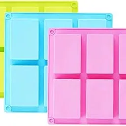 Redsky 3 Pack Silicone Soap Molds(Blue & Pink & Green), 6 Cavities Silicone Baking Mold DIY Handmade Soap Making, Muffin, Loaf, Brownie, Cornbread and More-picture-46
