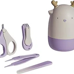 GUCHIGU Baby Nail Care Set, 5-in-1 Grooming Kit with Scissors, Clippers, File, Tweezer & Case | Safe for Newborns & Infants (Purple-Grey, 11.3 x 7.2 cm)-picture-10