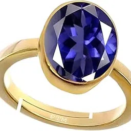 ptm Iolite/Neeli 6.25 Ratti or 5.5 Carat Astrological Certified Natural Gemstone Panchdhatu/5 Metals Gold Plated Adjustable Ring for Unisex - 2v1625-picture-54