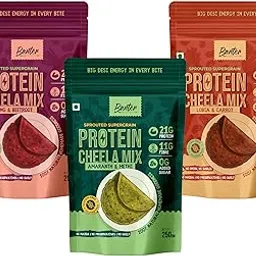 The Cheela Club – Pack of 3 | Moong & Beetroot, Lobia & Carrot, Amaranth & Methi | High Protein & Fibre | 100% Natural, Gluten-Free Instant Cheela Mix | 3 × 250 g-picture-15