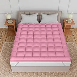 Curious Lifestyle Super Soft 600 GSM Microfiber Mattress Padding/Topper King Size for Comfortable Sleep (72 X 78 Inch),Grey (Pink, Queen 60 X 78 Inch)-image-95
