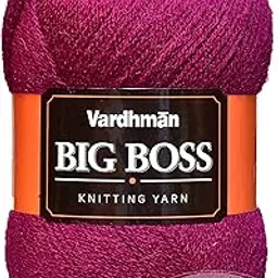 VARDHMAN Bigboss Magenta 200 GMS Wool Ball Hand Knitting Wool/Art Craft Soft Fingering Crochet Hook Yarn, Needle Knitting Yarn Thread Dyed-RK Art-AAB image 1