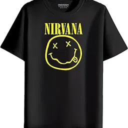 Unisex Collarless Regular Fit Pure Cotton Round Neck Nirvana Graphic Printed T-Shirt| Regular & Casual Wear Half-Sleeves Tshirt-image-2