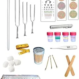 DUSHALA CNS Medical Student Kit, with Tuning Forks, Snellen Chart, Knee Hammer, Digital Thermometer and More ( Central Nervous System Examination kit) for Medical professionals and Practitioners (MODEL 1) image 1