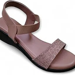 today's Ladies Stylish Pink Comfort Sandals with Elastic Strap & Textured Front Band-picture-39