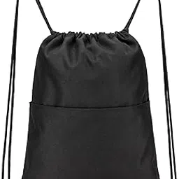 vorspack Drawstring Backpack Water Resistant String Bag Sports Sackpack Gym Sack with Side Pocket for Men Women - Black-picture-42