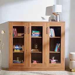 Home Centre Quadro 3-Door Book Cabinet - Brown-picture-29