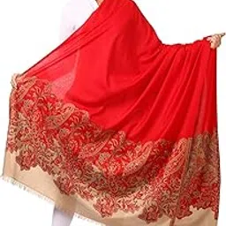 pashtush Women's Kashmiri Jamawar Shawl, Jacquard palla, Warm and soft, Faux Pashmina-picture-15