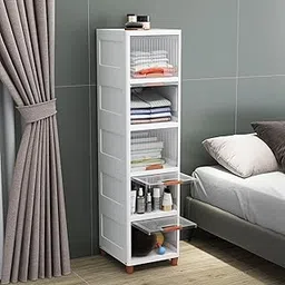 JD FRESH 5 Tier Drawers for Storage Cabinet/Plastic Storage Drawer/Cupboard for Multipurpose Storage Organizer/Stackable Storage Box/Multipurpose Storage Rack/Plastic Wardrobe Organizer (White)-picture-53