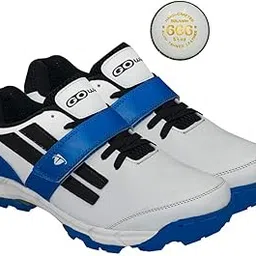 gowin Pace White/Navy Cricket Shoes Size-6 with TR-666-W Cricket Leather Ball Alum Tanned White-picture-29