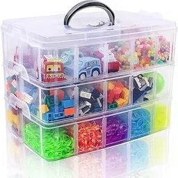 3 Layers 18 Grid Clear Storage Box, Large Grids Clear Plastic Jewellery Box Organiser Storage Container, Storage Box for Jewellery, Art Crafts, Beads (White)-picture-14