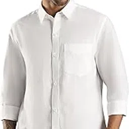 nuve Regular Fit Cotton-Linen Shirt, Long Sleeves with Adjustable Cuffs, White-picture-42