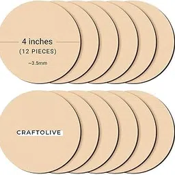 Round Circle MDF Pine Board Cutout Coasters for DIY Painting and Art & Craft 3.5mm Thick 4 Inches Wide Pack of 12-image-27