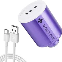 Al Kian Electric Air Sheesha Pump Kit with 1300mAh Rechargeable Battery Multi Color Led Light Mini Portable Pump for Hookah (Purple)-image-8