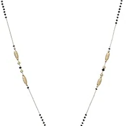 meira jewellery Stylish Gold-Plated Mangalsutra Necklace with AD Stone Studded Modern Pendant, Ethnic Traditional Black Beaded Contemporary Fashion Tanmani Chain Jewellery Gift for Women and Brides-24-picture-29