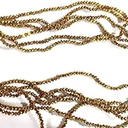 OMX 2mm, Rondelle/Tyre Faceted Crystal Beads (2 mm) 1000PC (6 Lines) for – Jewellery Making, Beading, Arts and Crafts and Embroidery. (Golden Metallic)-image-62