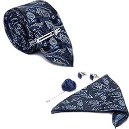 louis stitch Tie Gift Combo Set For Men With Pocket Square Cufflinks Brooch Tie (Suit Accessories) (Czech)-picture-53