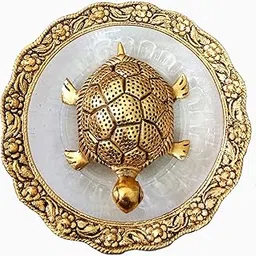 Golden Tortoise on Glass Plate - 5.5 inches Turtle Showpiece for Good Luck Vastu - Kachua for Home, Office, Hotel Picture Frame Hangers Gift for Her Him Mom Dad (Turtle Showpiece) (Pack of 1)-image-83