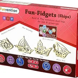 Funvention- for Little Scientist in Every Kid Fun Fidgets Ships Stem Learning 3D Puzzle Kit (Set of 4 DIY Miniature Mechanical Models, Motor Boat, Ship and Submarine), Multicolor-picture-19
