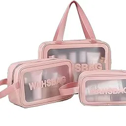 Cosmetic Pouch, Make up Bag for Home & Travel, Toiletry Bag for Cosmetics, Brushes, Accessories Set of 3 Small, Medium & Big - Wash Bag-image-39
