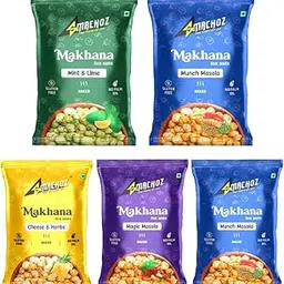 Smachoz Roasted Makhana Munch Masala, Magic Masala, Mint And Lime & Cheese And Herbs Free One Munch Masala | Roasted - Not Fried | Healthy Super Food (11gram Each) (Buy 4 Get 1 Free)-image-92