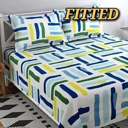 Fitted Cotton Bedsheet (Elastic) with 2 Pillow Covers New Safari 615-picture-44