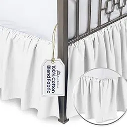 Ruffled Bed Skirt with Split Corners - King, White, 14 Inch Drop Cotton Blend Bedskirt (Available in and 16 Colors) - Blissford Dust Ruffle-picture-30