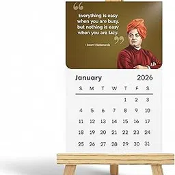 Fairus 2026 Motivational Desk Calendar with Inspirational Quotes – 12 Famous Leaders & Thinkers | Monthly Table Calendar with Wooden Stand for Home, Office & Gifting-image-13