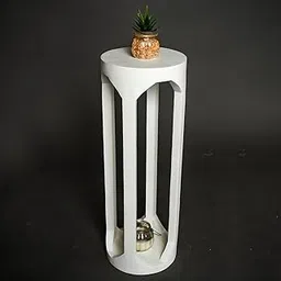 Wooden Small Drink Table for Living Room Bed Room End Table Coffee Table Pedestal Small Bedroom Nightstand Table Modern Wood Accent Pedestal Table for Plant Storages (White)-picture-59