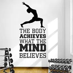 StickMe 'The Body Achieves What The Mind Believes - Yoga - Gym - Fitness - Office - Workout - Inspirational - Motivational - Quotes - Wall Sticker' -SM830 (Multi Colour, Vinyl - 85cm X 40 cm)-picture-23