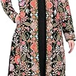 hautemoda Women's Floral Embroidered Woollen Long Kurta Set with Shrug, 3 Piece Kurta Set-picture-45