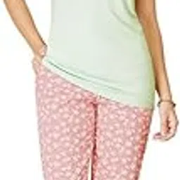bodycare Women's Cotton Printed T-Shirt and Payjama Set | Soft & Breathable Nightwear | Short Sleeves | Loungewear Co-Ord Set BSLS15010 image 1