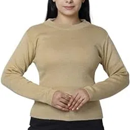 indiweaves Women Super Warm Wool Solid Sweater for Winter (Pack of 1) Beige-picture-40