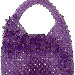 Elegant Handmade Purple Beaded Floral Handbag for Women | Crystal Bead Purse with Handle | Trendy Party & Casual Bag | Gift for Girls and Ladies-picture-25