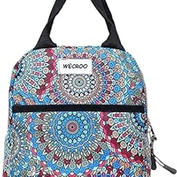 WECROO Insulated Lunch Bag, Mandala Print, Insulated Lunch Bag Large Capacity Reusable Insulated for School Work Picnic or Travel Office Bag (Blue Multi Jaipuri Print)-picture-21