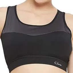 clovia Women's Polyamide Medium Impact Padded Colourblocked Racerback Sports Bra-picture-16