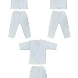 babyblossom Front Open Thermal Vest & Pyjama Set for Baby Boys & Baby Girls, Pack of 3 Set (3 top,3 Bottom) (White Color)(0-3 Months)-picture-51