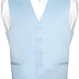 vesuvio napoli Men's Dress Vest & Bowtie Solid Baby Blue Color Bow Tie Set for Suit or Tuxedo-picture-16