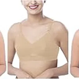 olinalig Women's Cotton Round Stitch Bra - Minimizer Saree Bra - Plus Size, Full Coverage, Non-Padded, Wireless Comfortable Reguler Uses Bra pack of 3-picture-36