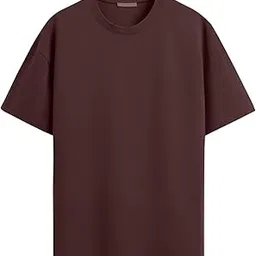 leotude Men Half Sleeve Round Neck Cottonblend Oversized Tshirts (Colour: Brown)-picture-49