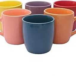 Anwaliya Arche Series Handmade Ceramic Tea Cup Set of 6, 175 ml, Glossy, Stackable, Chip Resistant, with Handle (Color May Vary)-picture-29