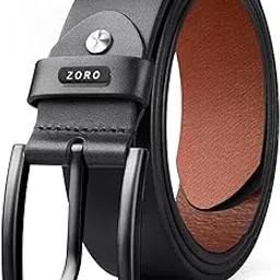 zoro Men's Genuine Leather Black Belt for men - Casual formal belt for men - Black color LQBK-04-picture-29