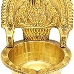Shubhkart Nitya Brass Shubhlaxmi Diya | Pure Brass Lakshmi Oil Diya Laxmi Deepam for Home Decor Pooja | Diwali Decoration Items for Home Decor (4.1" Height x 2.5" Length) - 142Gms-image-3