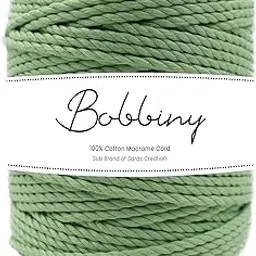 Bobbiny | 3 Ply Twisted Macrame Cotton Cord Dori (Roll Packaging) Thread for Macrame DIY and Other Projects | Mint Green | 4mm,10 Meter-image-4