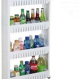 HAB Mart 4 Layer Storage Rack for Multipurpose with Wheels-Space Saving 4 Tier Slim Multipurpose Storage Organizer Rack, White-picture-17