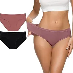 embata Women's Ultra Stretch Spandex Bikini Panties, High-Cut Full Coverage Cool Underwear for Women Pack of 2-picture-23