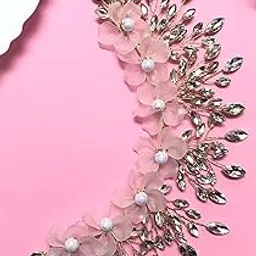 Samyak Crystal Hair Pins Wedding Handmade Rhinestone with Pastel Petals Bridesmaid Hair Decoration Accessories (Pink)-picture-29