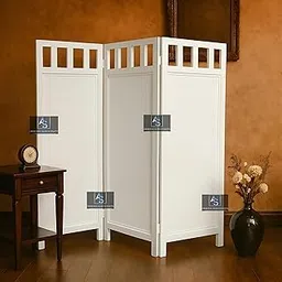 Wooden Partition for Pooja Room/Screen Separators for Living Room/Wall Panel/Room Partition for Living Room/Heritage Grid 3-Panel White Wooden Room Divider for Kitchen-picture-54