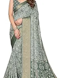 mirchi fashion Women's Silk Blend Floral Printed Saree with Blouse Piece-picture-10