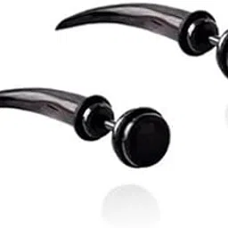 2Pcs Punk Stainless Steel Ear Stud Earrings for Boys/Men- Horn Style Spike Men's Cool Gothic Hippie Earrings-image-3